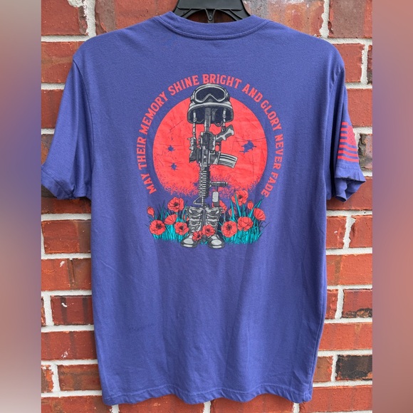 Grunt Style Honor & Glory Memorial Day Tribute L Purple Red Graphics T-Shirt T9 - Picture 9 of 9